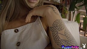 petite blonde milf nicole aniston strips naked showing pierced nipples
