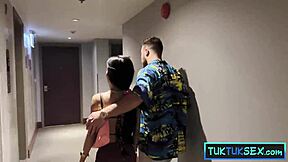 Hey super tiny Thai cutie hops on for hotel tuktuk fuck ride