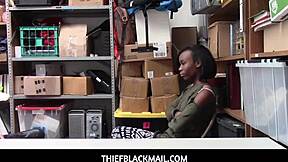 ivory logan bends ebony ass over for shoplifter guard doggystyle