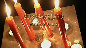 short hair teen drips candle wax on tits in bdsm punishment