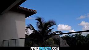 stepdad controls naughty stepdaughter jc wilds and friend molly little in bathroom threesome