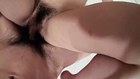 Uncensored japanese stepdaughter's thick hairy pussy toy play 😍