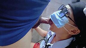 roommate's curvy girl next door slurps deep on construction neighbor's cock before school pov