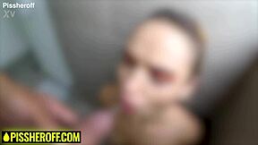 blonde latina teen kneels in shower 😍 ready to gulp piss n sloppy suck! 💦🍆