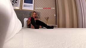 blonde wife in school uniform teases costumed guy
