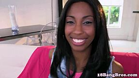 Round-ass ebony teen rides cock cowgirl before getting doggystyled hard