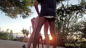 i got caught outdoor fucking then gave public deepthroat on sunset patio