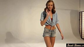 wanna see this young beauty bounce her small tits riding cock during photoshoot?