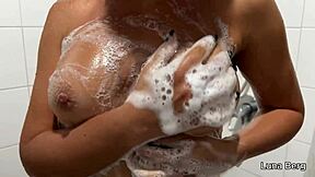stepsis bent over in shower taking creampie while roommate watches?