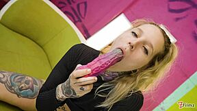 alt tattoo slut destroys pussy with huge crazy dildos!