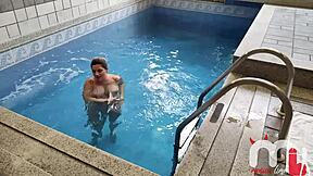 Pregnant wife cheats with trainer, cuck films huge creampie on her hairy pussy