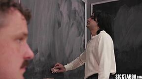 naughty petite teen's big ass bent over for teacher's monster cock gangbang