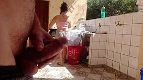 i CAUGHT stepdaughter washing shorts... got hard for her super tasty wet tight pussy!