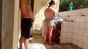 i CAUGHT stepdaughter washing shorts... got hard for her super tasty wet tight pussy!