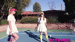 brunette babes swallow jizz pov after licking balls in wild 4some fuckfest