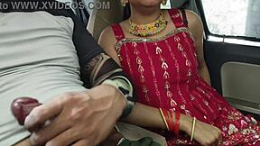 Desi bhabhi rides huge cock in risky car fuck, outdoor public thrill.