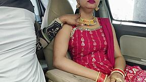 Desi bhabhi rides huge cock in risky car fuck, outdoor public thrill.