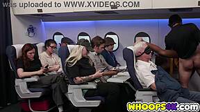 ebony model olivia jay flashes tits and wet pussy in short yellow skirt on flight