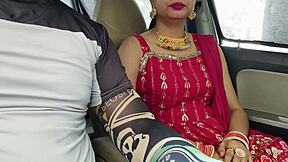 Desi bhabhi rides huge cock in risky car fuck, outdoor public thrill.