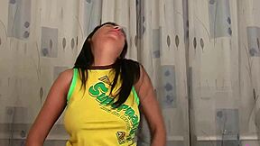 libidinous teen denisse b fingers pussy rubs nipples under skirt long legs socks