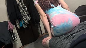 😘 Tall redhead roommate gives lapdance then rides cock pov moaning!