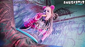 Goth punk tattoo girl, you love my solo toy DP in ass to mouth?