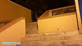 Skinny student creampied anal on public street