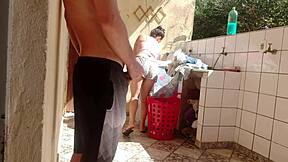 i CAUGHT stepdaughter washing shorts... got hard for her super tasty wet tight pussy!