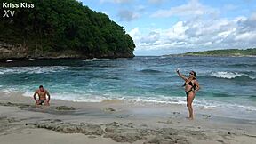 Brunette stranger deepthroats monster cock beach swallow