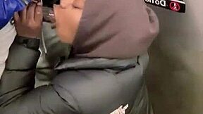 petite stepsis sucks stepbro's 11-inch bbc to public train orgasm