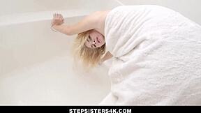 stepbro pulls tiny blonde hannah hawthorne from tub and fucks family pov!