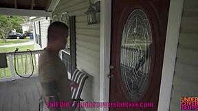 two milfs blackmail poolboy into taboo group tit fuck