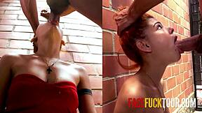 wanna see this hot 18yo latina redhead gagging on monster cock publicly?