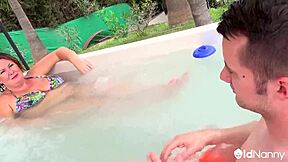 chubby british milf jojo rides sam bourne in hot jacuzzi tub 🛁🍑