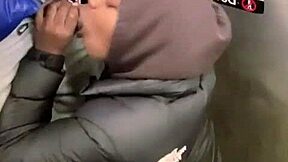 petite stepsis sucks stepbro's 11-inch bbc to public train orgasm