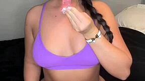 horny british gf masturbates with dildo on webcam pov solo