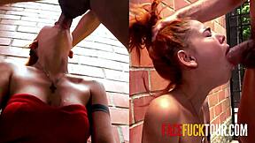 wanna see this hot 18yo latina redhead gagging on monster cock publicly?