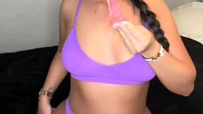 horny british gf masturbates with dildo on webcam pov solo