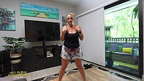 Stepmom Kymber Leigh Needs Workout Help with My Big Cock Choke