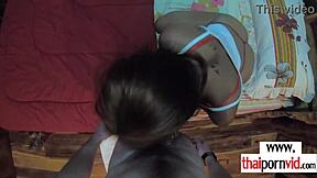 skinny thai teen cherry obediently sucks big white cock pov