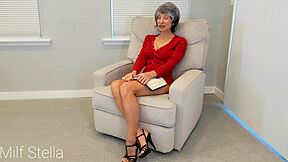 milf stella's pov pantyhose footjob worships your huge cock e02