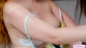 hey big tits babe, rimming your petite bff's ass feels so good