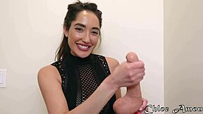 Chloe amour slams dildo on kitchen counter