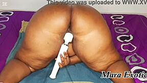 fat ebony ass double stuffed with toys till she squirts hard