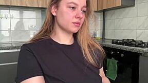 early morning kitchen tingles with juicy pleasure