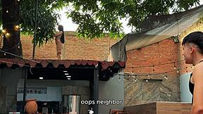 Colombian neighbor caught stealing mangos ends up fucked hard in yard