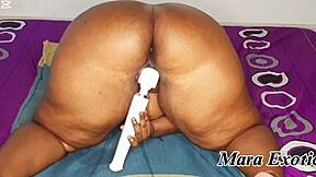 fat ebony ass double stuffed with toys till she squirts hard