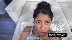 Bratty Latina POV Pounds Stepdad's Cock Rough And Raw