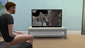 teen joins rough blowbang as boyfriend watches sims game