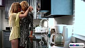 blonde gf rims big tits gf's ass then scissor